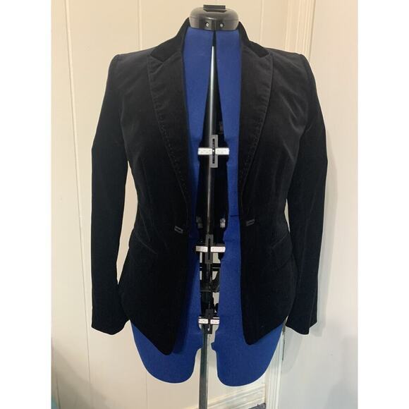 Ann Taylor Jackets & Blazers - Ann Taylor Women’s 8P Black Velvet Blazer Jacket Open Front Long Sleeve Petite